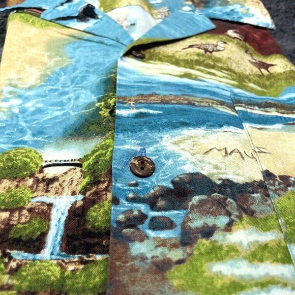 Maui Quilt Shop 100% Cotton Turtles Ducks Aloha Tropical Button Shirt Sz Large L - Picture 5 of 8